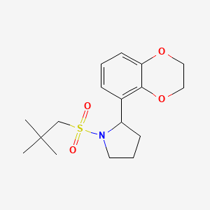 molecular formula C17H25NO4S B7441922 2-(2,3-Dihydro-1,4-benzodioxin-5-yl)-1-(2,2-dimethylpropylsulfonyl)pyrrolidine 