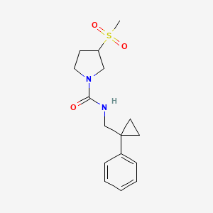 molecular formula C16H22N2O3S B7441936 3-methylsulfonyl-N-[(1-phenylcyclopropyl)methyl]pyrrolidine-1-carboxamide 