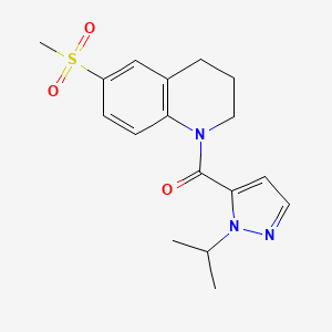 molecular formula C17H21N3O3S B7441966 (6-methylsulfonyl-3,4-dihydro-2H-quinolin-1-yl)-(2-propan-2-ylpyrazol-3-yl)methanone 