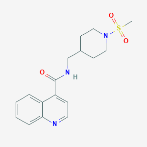 molecular formula C17H21N3O3S B7442024 N-[(1-methylsulfonylpiperidin-4-yl)methyl]quinoline-4-carboxamide 