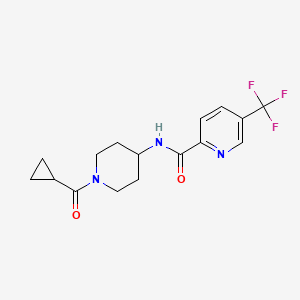 molecular formula C16H18F3N3O2 B7442035 N-[1-(cyclopropanecarbonyl)piperidin-4-yl]-5-(trifluoromethyl)pyridine-2-carboxamide 