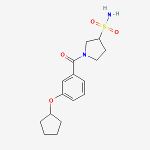 molecular formula C16H22N2O4S B7442069 1-(3-Cyclopentyloxybenzoyl)pyrrolidine-3-sulfonamide 