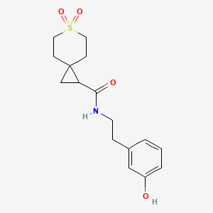 molecular formula C16H21NO4S B7442093 N-[2-(3-hydroxyphenyl)ethyl]-6,6-dioxo-6lambda6-thiaspiro[2.5]octane-2-carboxamide 