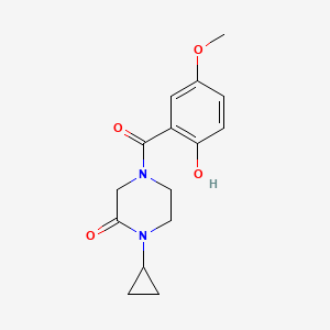 molecular formula C15H18N2O4 B7442182 1-Cyclopropyl-4-(2-hydroxy-5-methoxybenzoyl)piperazin-2-one 