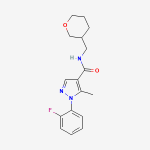 molecular formula C17H20FN3O2 B7442195 1-(2-fluorophenyl)-5-methyl-N-(oxan-3-ylmethyl)pyrazole-4-carboxamide 