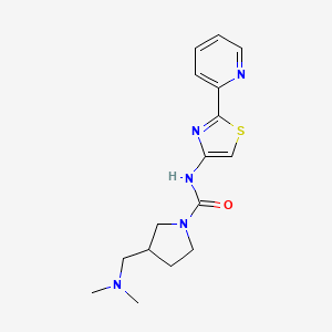 molecular formula C16H21N5OS B7442259 3-[(dimethylamino)methyl]-N-(2-pyridin-2-yl-1,3-thiazol-4-yl)pyrrolidine-1-carboxamide 