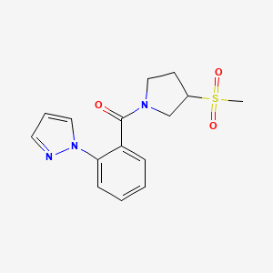 (3-Methylsulfonylpyrrolidin-1-yl)-(2-pyrazol-1-ylphenyl)methanone