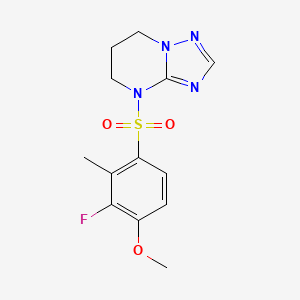 molecular formula C13H15FN4O3S B7442310 4-(3-fluoro-4-methoxy-2-methylphenyl)sulfonyl-6,7-dihydro-5H-[1,2,4]triazolo[1,5-a]pyrimidine 