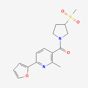 molecular formula C16H18N2O4S B7442370 [6-(Furan-2-yl)-2-methylpyridin-3-yl]-(3-methylsulfonylpyrrolidin-1-yl)methanone 