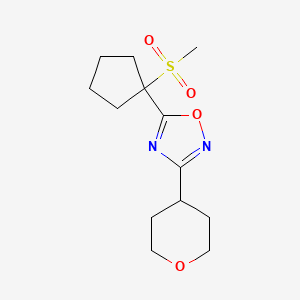 molecular formula C13H20N2O4S B7442395 5-(1-Methylsulfonylcyclopentyl)-3-(oxan-4-yl)-1,2,4-oxadiazole 