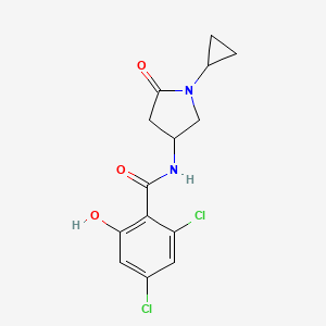 2,4-dichloro-N-(1-cyclopropyl-5-oxopyrrolidin-3-yl)-6-hydroxybenzamide