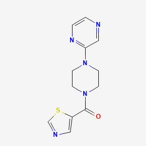 molecular formula C12H13N5OS B7442462 (4-Pyrazin-2-ylpiperazin-1-yl)-(1,3-thiazol-5-yl)methanone 