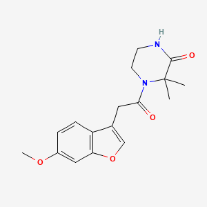 molecular formula C17H20N2O4 B7442474 4-[2-(6-Methoxy-1-benzofuran-3-yl)acetyl]-3,3-dimethylpiperazin-2-one 