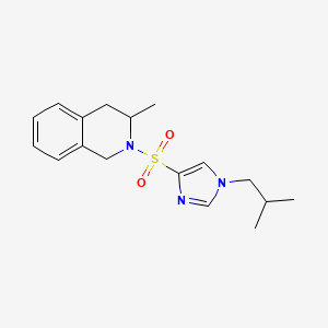 molecular formula C17H23N3O2S B7442510 3-methyl-2-[1-(2-methylpropyl)imidazol-4-yl]sulfonyl-3,4-dihydro-1H-isoquinoline 