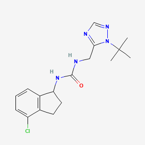 molecular formula C17H22ClN5O B7442526 1-[(2-tert-butyl-1,2,4-triazol-3-yl)methyl]-3-(4-chloro-2,3-dihydro-1H-inden-1-yl)urea 