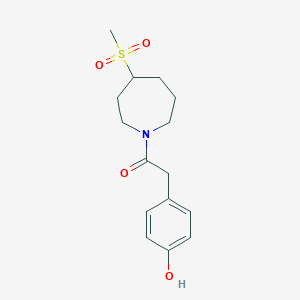 molecular formula C15H21NO4S B7442532 2-(4-Hydroxyphenyl)-1-(4-methylsulfonylazepan-1-yl)ethanone 