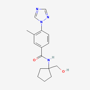 molecular formula C16H20N4O2 B7442555 N-[1-(hydroxymethyl)cyclopentyl]-3-methyl-4-(1,2,4-triazol-1-yl)benzamide 