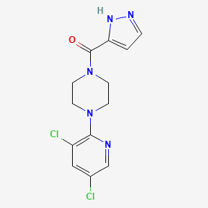 molecular formula C13H13Cl2N5O B7442616 [4-(3,5-dichloropyridin-2-yl)piperazin-1-yl]-(1H-pyrazol-5-yl)methanone 