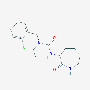 molecular formula C16H22ClN3O2 B7442664 1-[(2-Chlorophenyl)methyl]-1-ethyl-3-(2-oxoazepan-3-yl)urea 