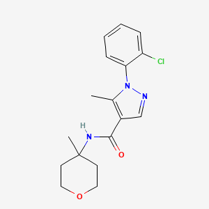 molecular formula C17H20ClN3O2 B7442671 1-(2-chlorophenyl)-5-methyl-N-(4-methyloxan-4-yl)pyrazole-4-carboxamide 