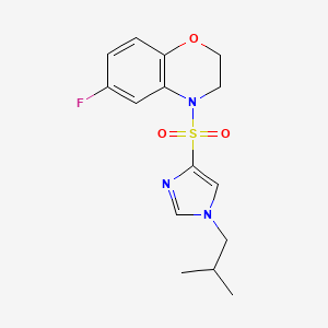 molecular formula C15H18FN3O3S B7442672 6-Fluoro-4-[1-(2-methylpropyl)imidazol-4-yl]sulfonyl-2,3-dihydro-1,4-benzoxazine 