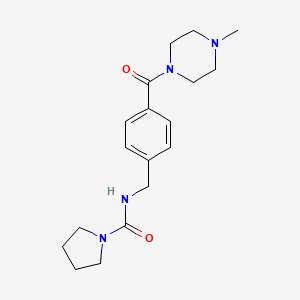 molecular formula C18H26N4O2 B7442679 N-[[4-(4-methylpiperazine-1-carbonyl)phenyl]methyl]pyrrolidine-1-carboxamide 