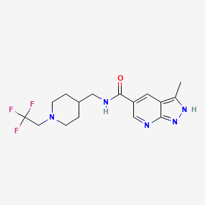 molecular formula C16H20F3N5O B7442712 3-methyl-N-[[1-(2,2,2-trifluoroethyl)piperidin-4-yl]methyl]-2H-pyrazolo[3,4-b]pyridine-5-carboxamide 