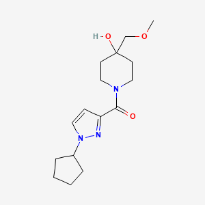 (1-Cyclopentylpyrazol-3-yl)-[4-hydroxy-4-(methoxymethyl)piperidin-1-yl]methanone