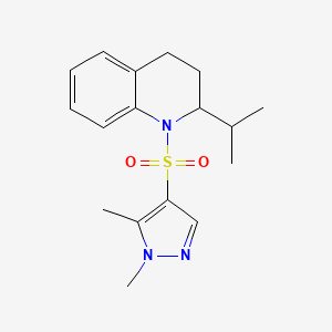 molecular formula C17H23N3O2S B7442741 1-(1,5-dimethylpyrazol-4-yl)sulfonyl-2-propan-2-yl-3,4-dihydro-2H-quinoline 