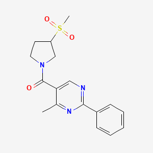 molecular formula C17H19N3O3S B7442769 (4-Methyl-2-phenylpyrimidin-5-yl)-(3-methylsulfonylpyrrolidin-1-yl)methanone 