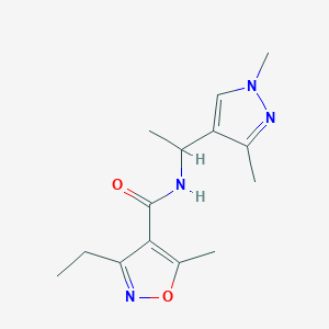 N-[1-(1,3-dimethylpyrazol-4-yl)ethyl]-3-ethyl-5-methyl-1,2-oxazole-4-carboxamide