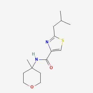 molecular formula C14H22N2O2S B7442845 N-(4-methyloxan-4-yl)-2-(2-methylpropyl)-1,3-thiazole-4-carboxamide 