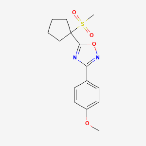 molecular formula C15H18N2O4S B7442849 3-(4-Methoxyphenyl)-5-(1-methylsulfonylcyclopentyl)-1,2,4-oxadiazole 