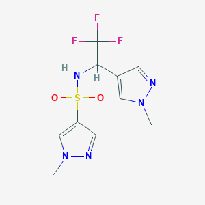 molecular formula C10H12F3N5O2S B7442881 1-methyl-N-[2,2,2-trifluoro-1-(1-methylpyrazol-4-yl)ethyl]pyrazole-4-sulfonamide 