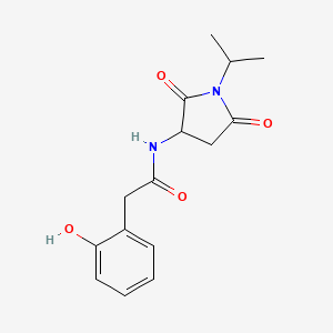 molecular formula C15H18N2O4 B7442900 N-(2,5-dioxo-1-propan-2-ylpyrrolidin-3-yl)-2-(2-hydroxyphenyl)acetamide 