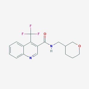 molecular formula C17H17F3N2O2 B7442915 N-(oxan-3-ylmethyl)-4-(trifluoromethyl)quinoline-3-carboxamide 