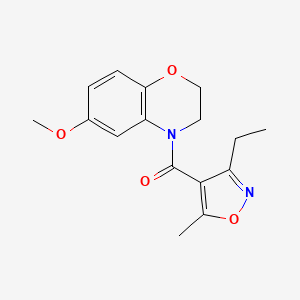 molecular formula C16H18N2O4 B7442935 (3-Ethyl-5-methyl-1,2-oxazol-4-yl)-(6-methoxy-2,3-dihydro-1,4-benzoxazin-4-yl)methanone 