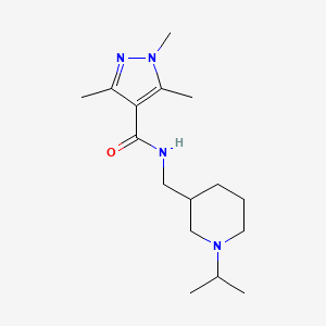 molecular formula C16H28N4O B7442937 1,3,5-trimethyl-N-[(1-propan-2-ylpiperidin-3-yl)methyl]pyrazole-4-carboxamide 