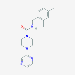 molecular formula C18H23N5O B7442945 N-[(2,4-dimethylphenyl)methyl]-4-pyrazin-2-ylpiperazine-1-carboxamide 