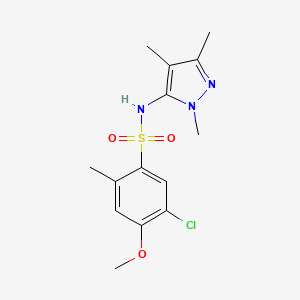 molecular formula C14H18ClN3O3S B7442954 5-chloro-4-methoxy-2-methyl-N-(2,4,5-trimethylpyrazol-3-yl)benzenesulfonamide 