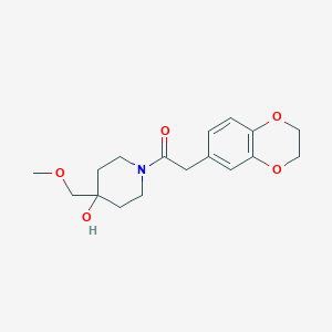 molecular formula C17H23NO5 B7442969 2-(2,3-Dihydro-1,4-benzodioxin-6-yl)-1-[4-hydroxy-4-(methoxymethyl)piperidin-1-yl]ethanone 