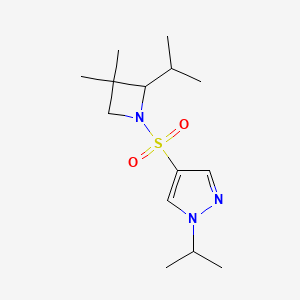 molecular formula C14H25N3O2S B7443008 4-(3,3-Dimethyl-2-propan-2-ylazetidin-1-yl)sulfonyl-1-propan-2-ylpyrazole 