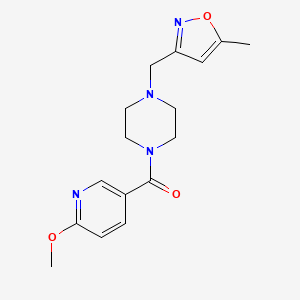 molecular formula C16H20N4O3 B7443067 (6-Methoxypyridin-3-yl)-[4-[(5-methyl-1,2-oxazol-3-yl)methyl]piperazin-1-yl]methanone 