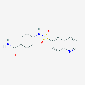 molecular formula C16H19N3O3S B7443121 4-(Quinolin-6-ylsulfonylamino)cyclohexane-1-carboxamide 