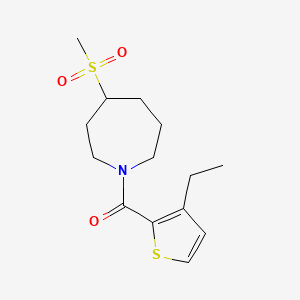 molecular formula C14H21NO3S2 B7443161 (3-Ethylthiophen-2-yl)-(4-methylsulfonylazepan-1-yl)methanone 