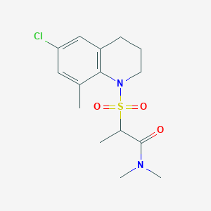 molecular formula C15H21ClN2O3S B7443175 2-[(6-chloro-8-methyl-3,4-dihydro-2H-quinolin-1-yl)sulfonyl]-N,N-dimethylpropanamide 