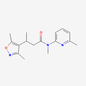 molecular formula C16H21N3O2 B7443186 3-(3,5-dimethyl-1,2-oxazol-4-yl)-N-methyl-N-(6-methylpyridin-2-yl)butanamide 