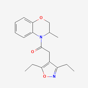 molecular formula C18H22N2O3 B7443234 2-(3,5-Diethyl-1,2-oxazol-4-yl)-1-(3-methyl-2,3-dihydro-1,4-benzoxazin-4-yl)ethanone 