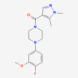 molecular formula C17H21FN4O2 B7443251 (1,5-Dimethylpyrazol-4-yl)-[4-(4-fluoro-3-methoxyphenyl)piperazin-1-yl]methanone 