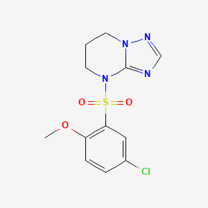 molecular formula C12H13ClN4O3S B7443262 4-(5-chloro-2-methoxyphenyl)sulfonyl-6,7-dihydro-5H-[1,2,4]triazolo[1,5-a]pyrimidine 